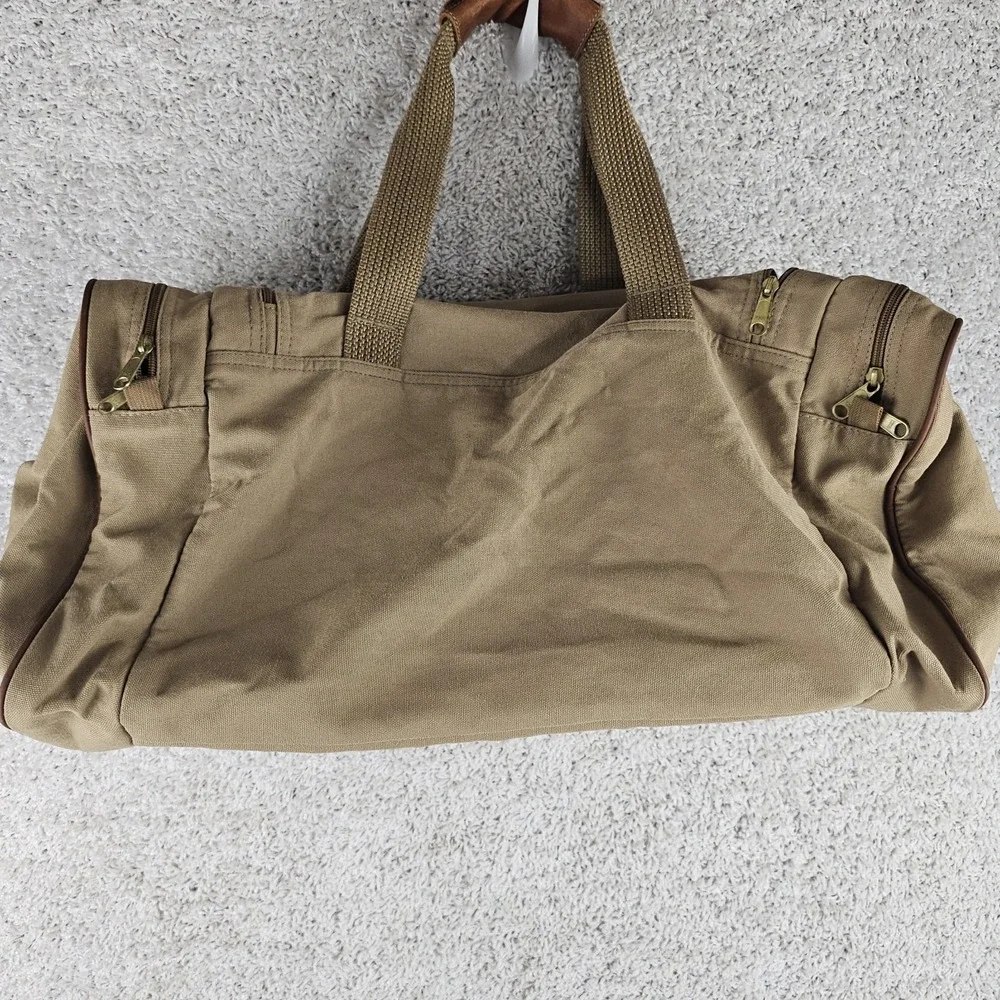Vintage Eddie Bauer Edition Ford Duffle Bag Canvas SafariLeather Khaki Beige